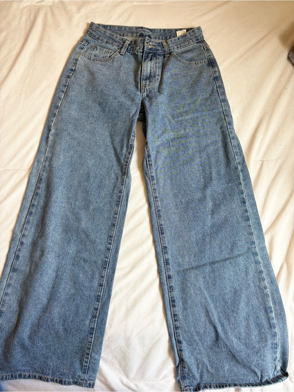 SHEIN Light Blue Wide Leg High-Rise Jeans